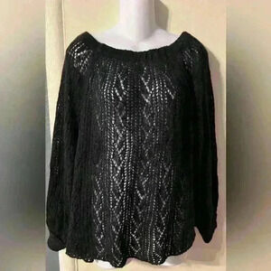FREE PEOPLE Womens Black Long Sleeve Round Neck Sweater S Small